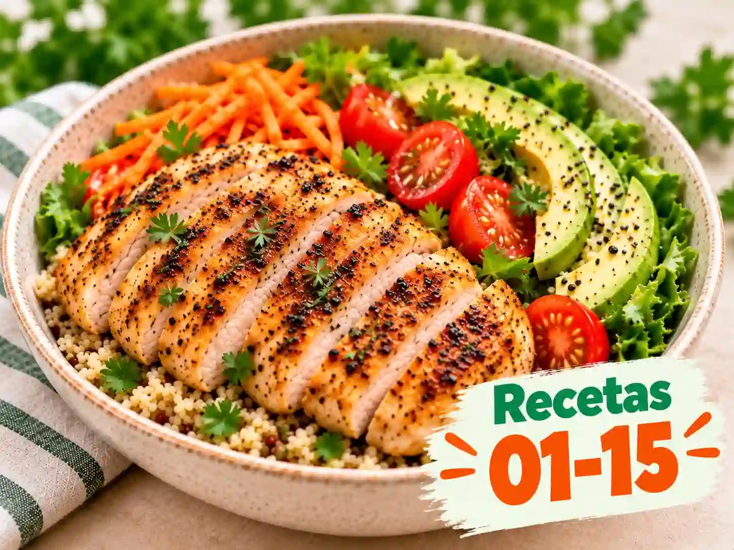 Bowl de pollo a la parrilla con quinoa