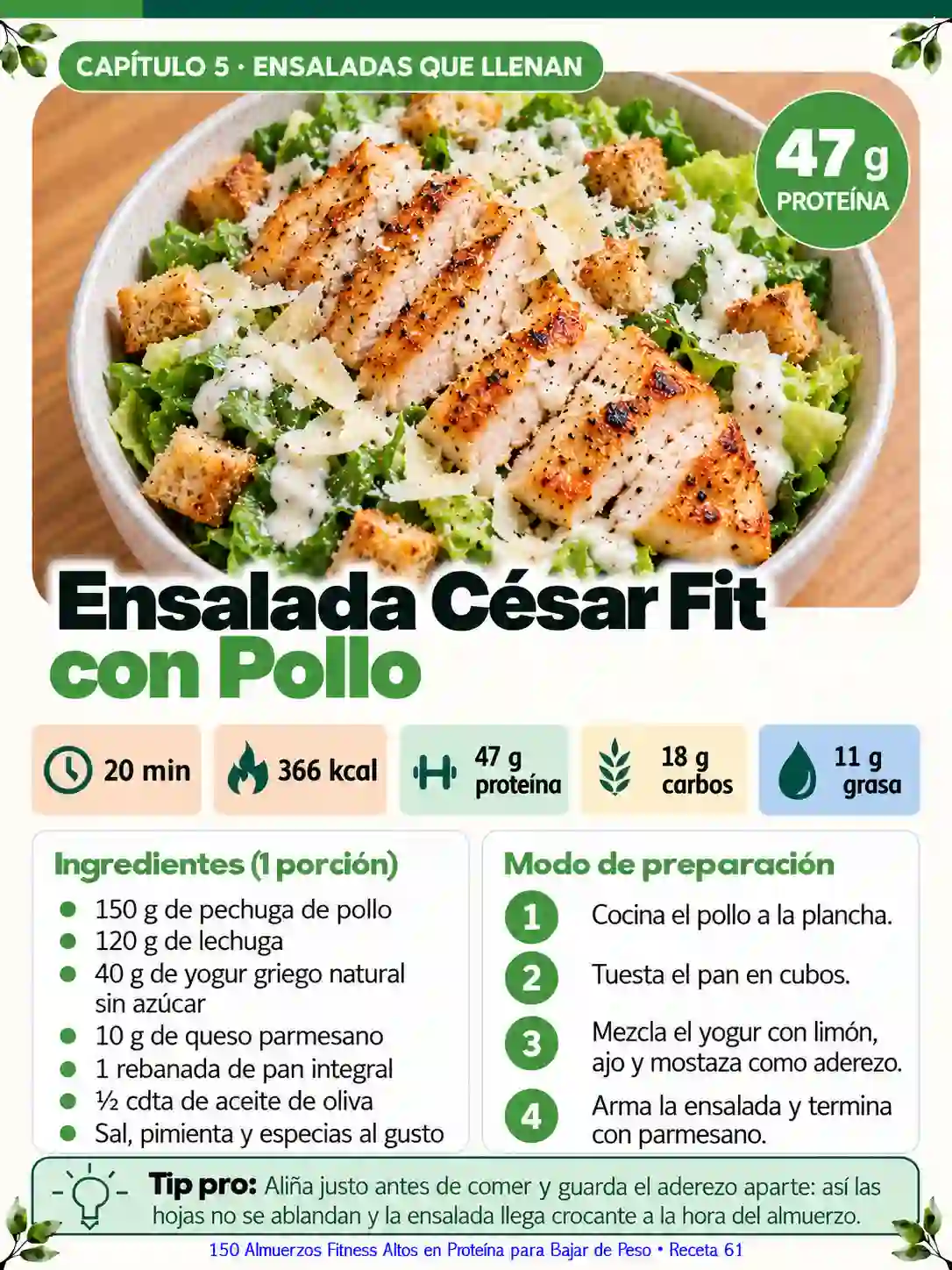 Ensalada César fit con pollo